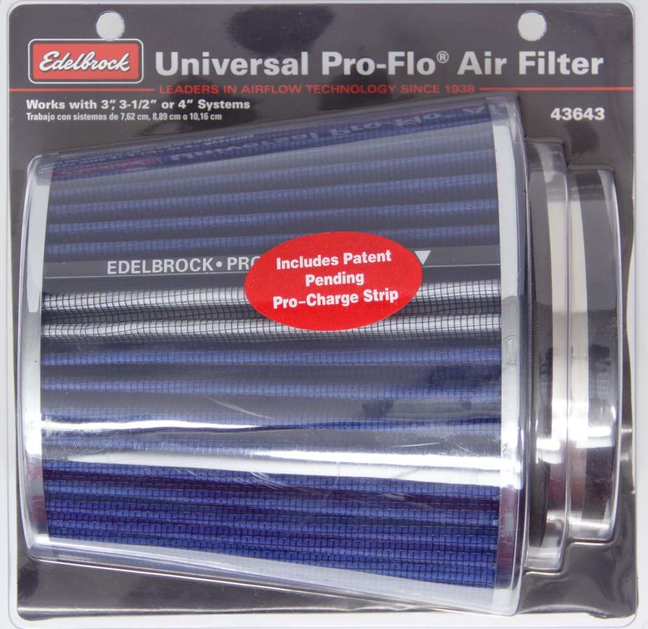 Edelbrock Pro-Flo Air Filter Cone 6.70 Tall Blue/Chrome