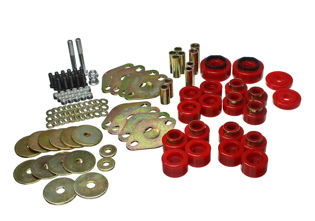 Energy Suspension Body Mount Set; Red; w/Hardware;