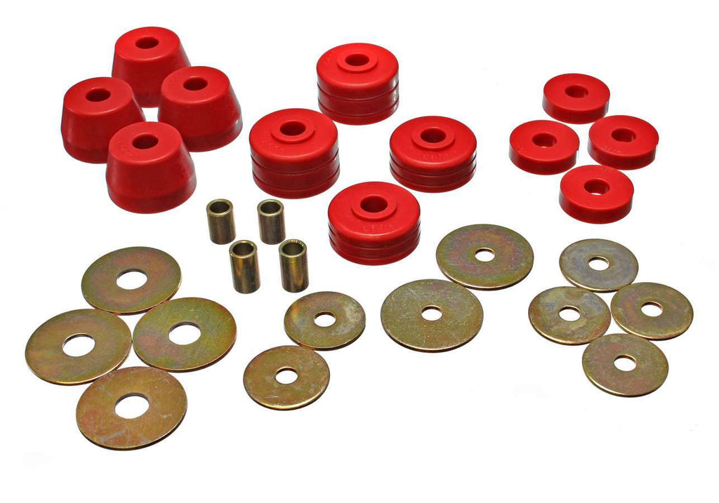 Energy Suspension Body Cab Mount Set; Red; Performance Polyurethane;