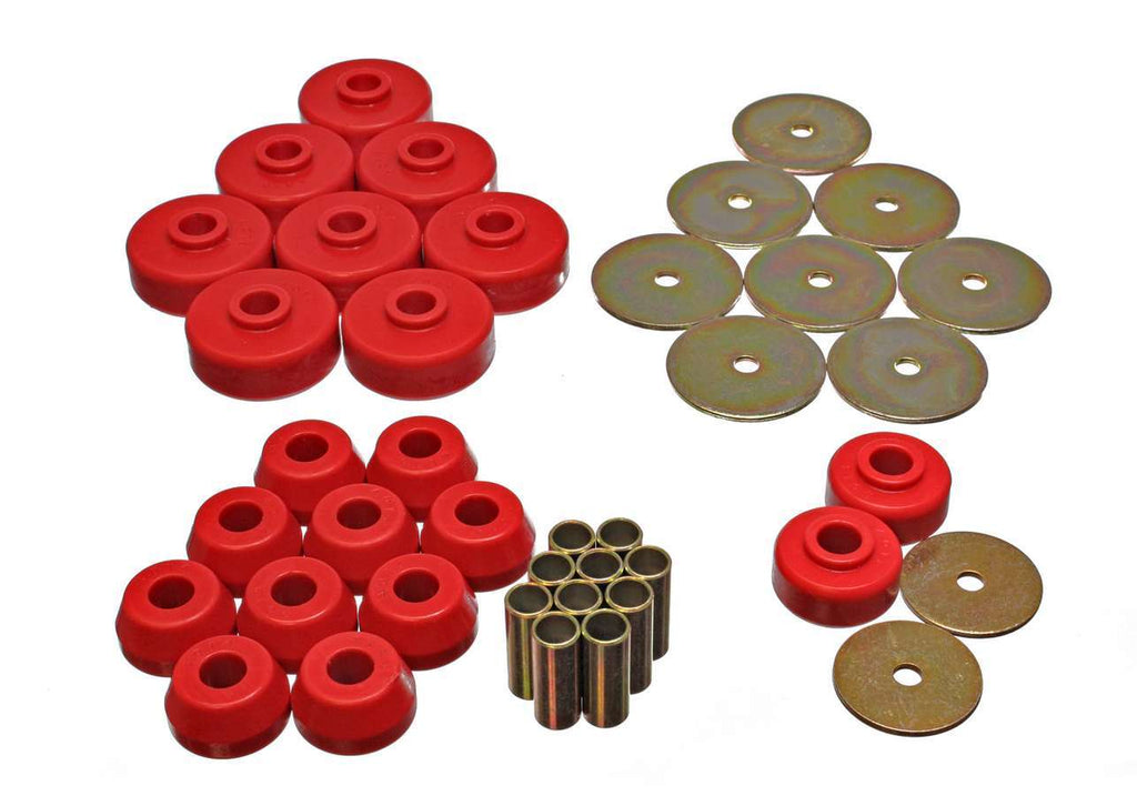 Energy Suspension Body Mount Set; Red; Performance Polyurethane;