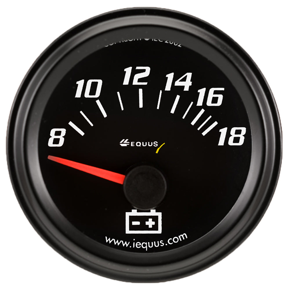 Equus 2.0 Dia Voltmeter Gauge Black 8-18 Volts