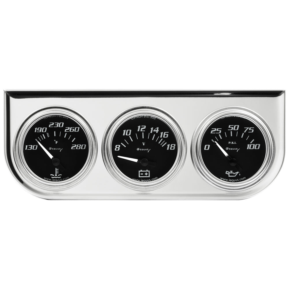 Equus 2.0 Dia Triple Gauge Set w/Chrome Panel