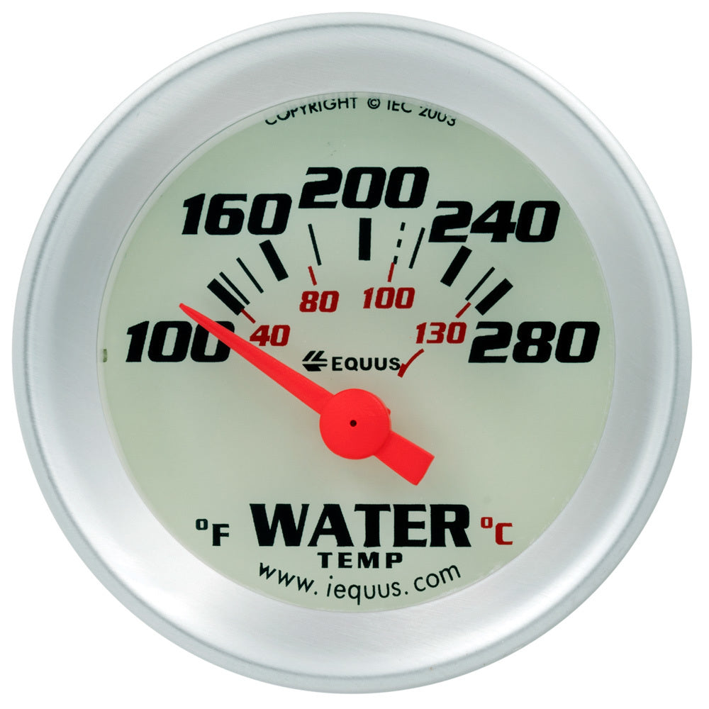 Equus 1-1/2 Dia Water Temp Gauge Silver  100-280