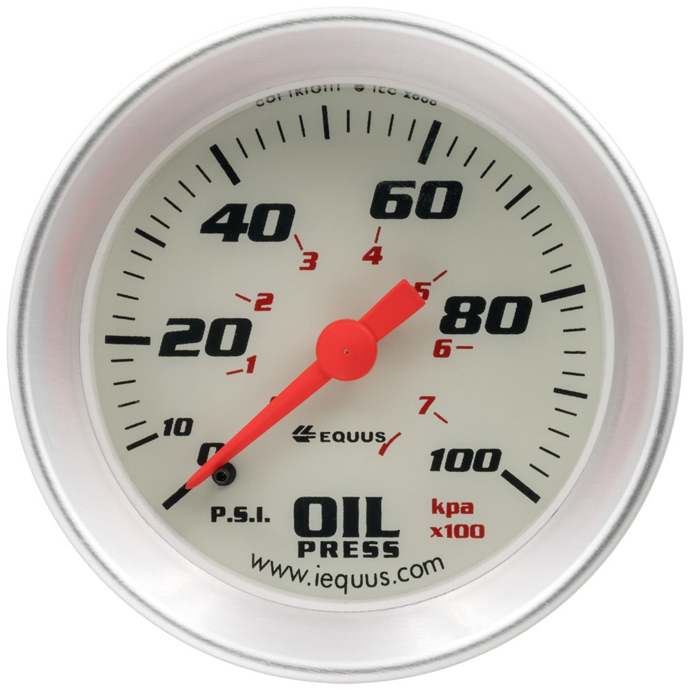 Equus 2.0 Dia Oil Pressure Gauge Silver  0-100psi