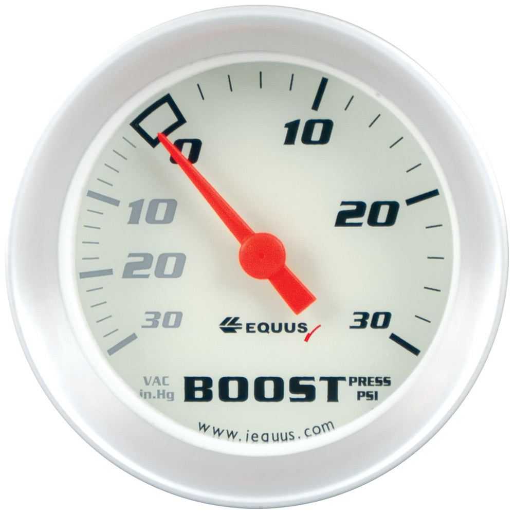 Equus 2.0 Dia Vacuum/Boost Gauge Silver 30 HG/30 PS