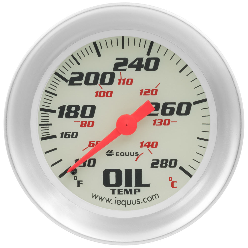 2-5/8 Dia Oil Temp Gauge Silver  130-280