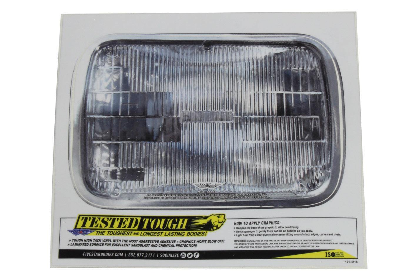 Five Star Fabricating Univer. Headlight Decal 8in x  5.4in