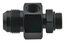 Cargar imagen en el visor de la galería, Male O-Ring Fitting Adapter with Dual 6 AN Female Return Ports - Black Aluminum