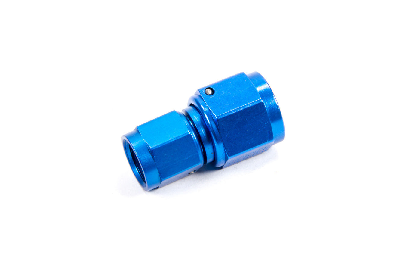Female Swivel Connector in Blue Anodized Aluminum