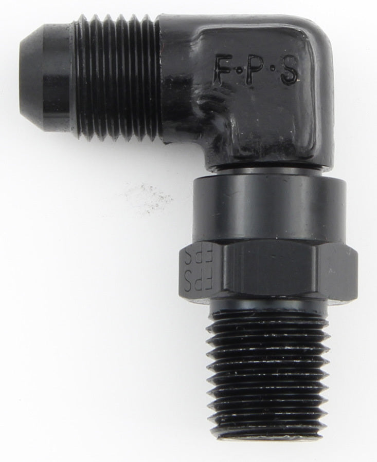 Fragola Performance Systems #6 x 1/4 MPT 90 Deg Swivel Adapter Black