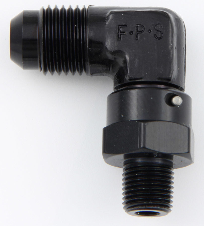 Fragola Performance Systems #6 x 1/8 MPT 90 Deg Swivel Adapter Black