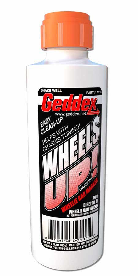 Geddex Wheels Up Wheelie Bar Marker Orange 3oz Bottle