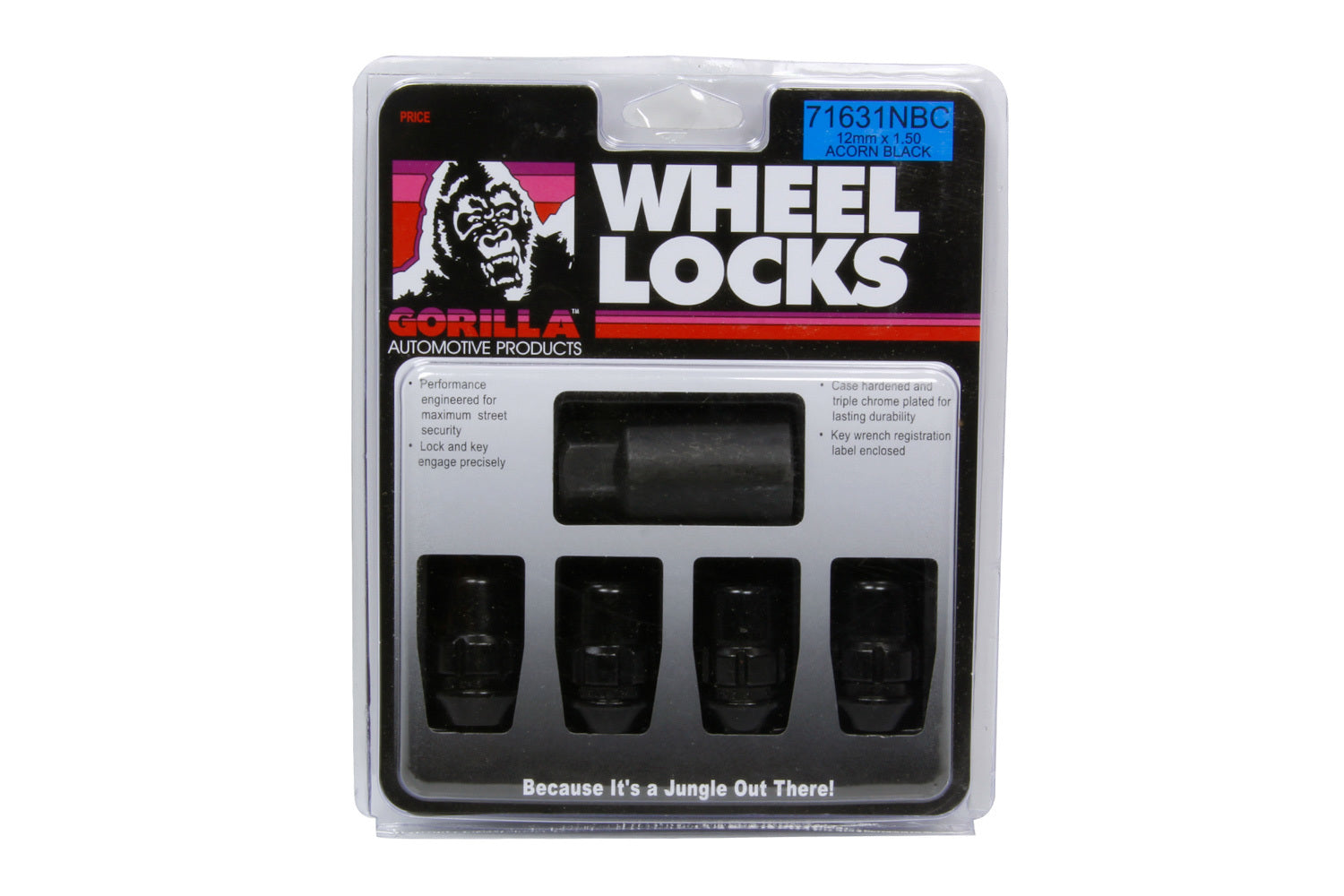 Gorilla Automotive Products 4 Wheel Locks 12mm x 1.5 Black Chrome
