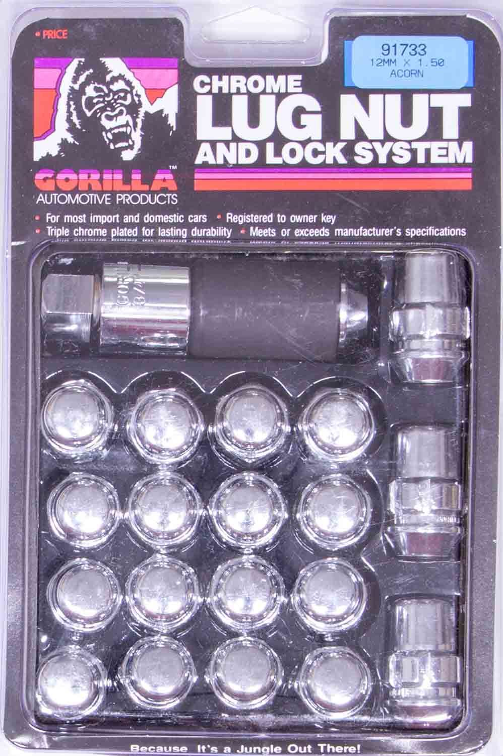 Gorilla Automotive Products Lug Nut and Lock System 14mmx1.50 Acorn Bulge