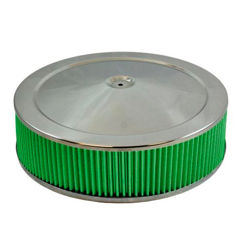 Conjunto de filtro de aire Green Filter USA de 14 x 4 pulgadas con base plana