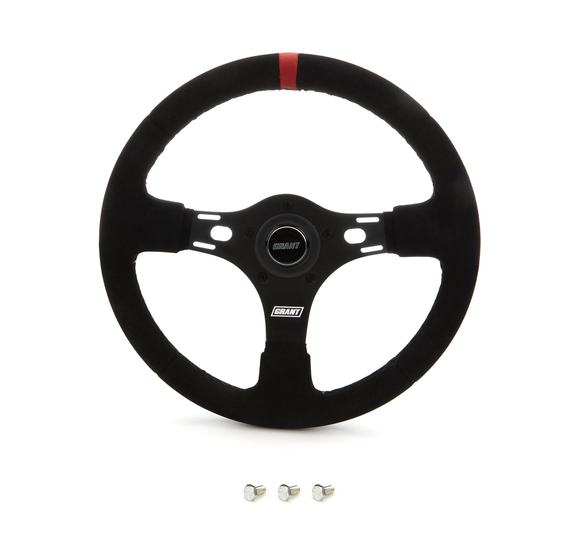 Grant 13in Red Stripe Race Steering Wheel Suede