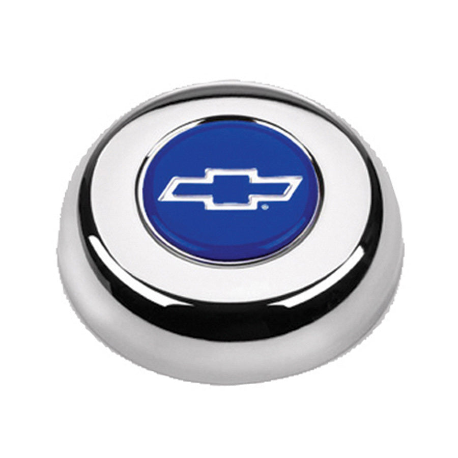 Grant Chrome Horn Button Chevy Bowtie Blue/Silver