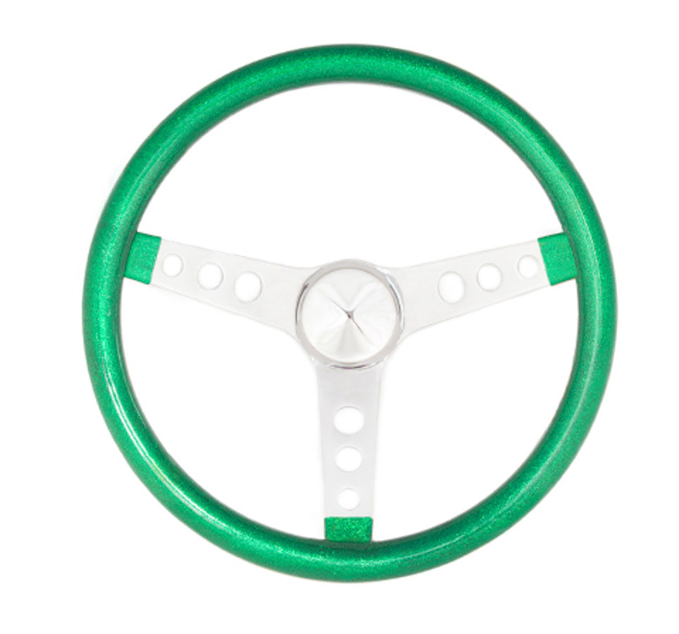 GrantSteering Wheel Mtl Flake Green/Spoke Chrm 15