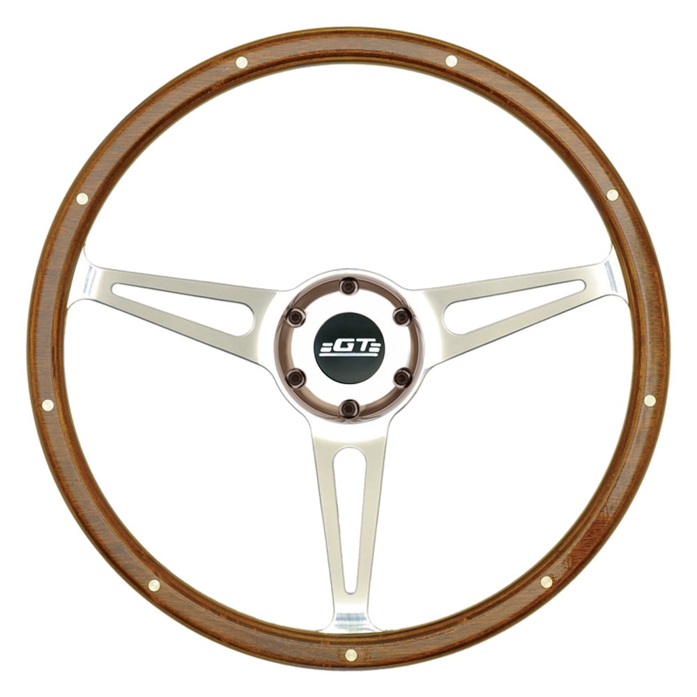 GT Performance GT3 Cobra Style Wood Ste ering Wheel 14in Polish