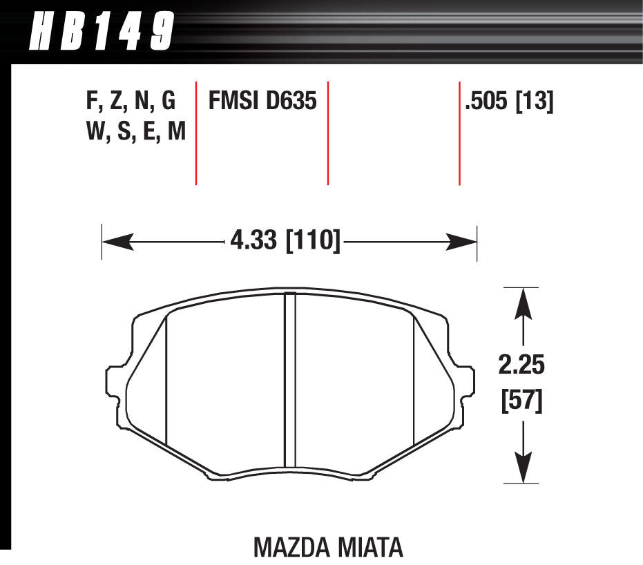 Hawk Performance Brake Pads Front Mazda Miata MX-5 DTC-60