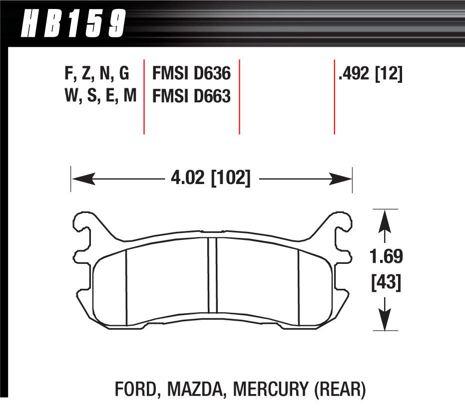 Street Brake Pads Rear Miata DTC 60