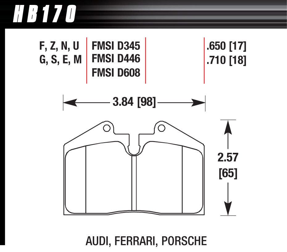 Hawk Performance BRAKE PAD MASERATI PORSCHE FERRARI FR & RR