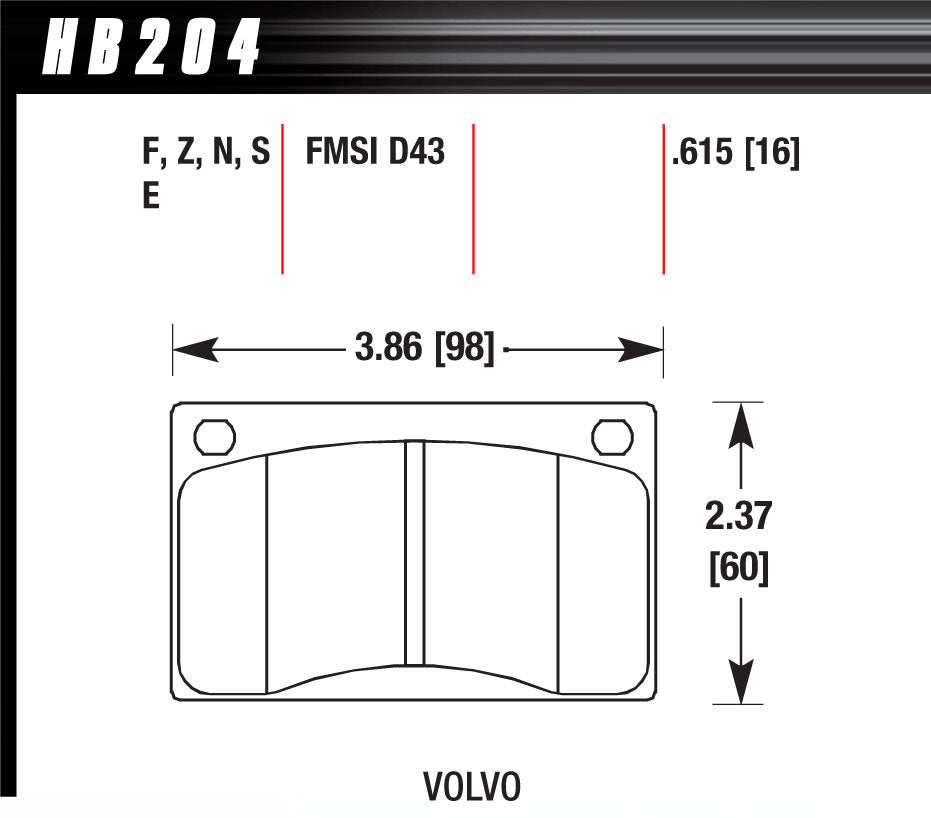 Hawk Performance Brake Pads Volvo Front HP Plus