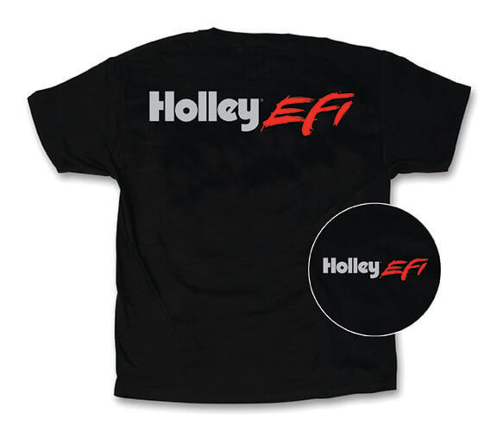 Camiseta Holley grande con logotipo Holley EFI SS, color negro