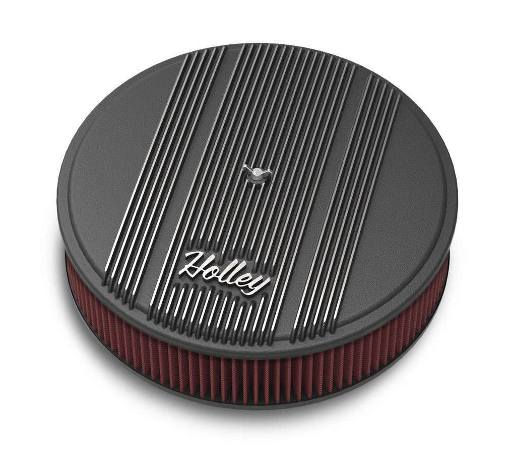 Holley 14x3 Die Cast Finned Alm Air Cleaner  Black