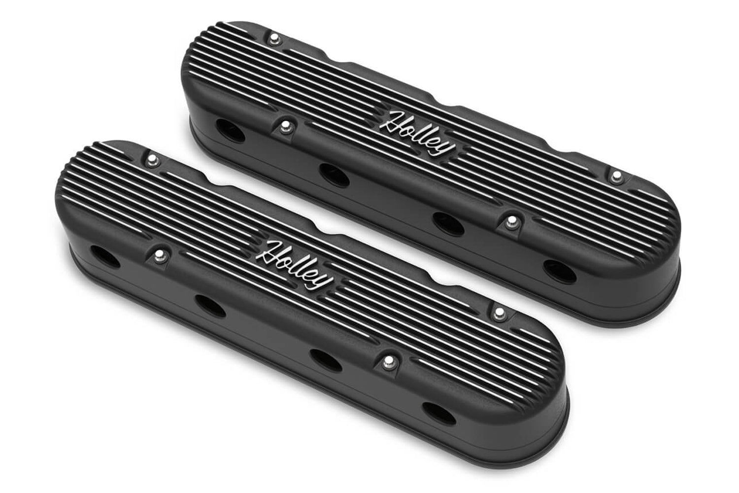 Holley 2-Piece Cast Alm GM LS Valve Cover Set - Black