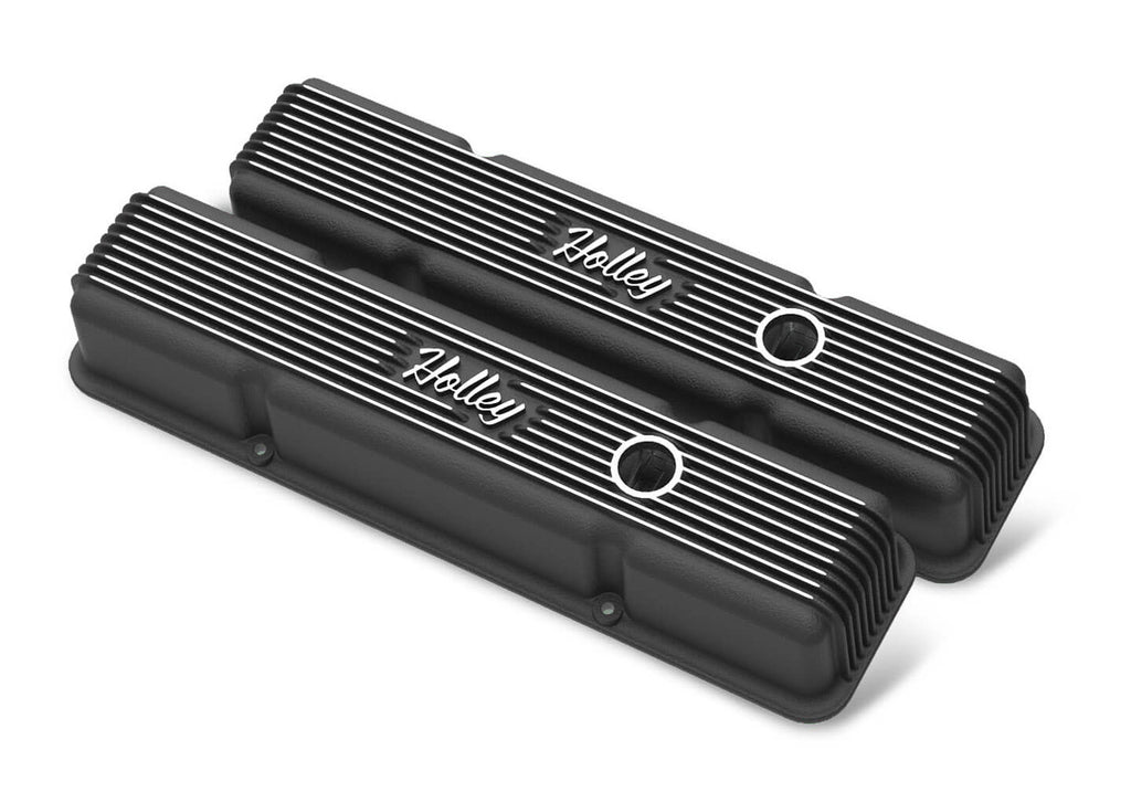 Holley SBC Holley Die Cast Alm Valve Cover Set Black