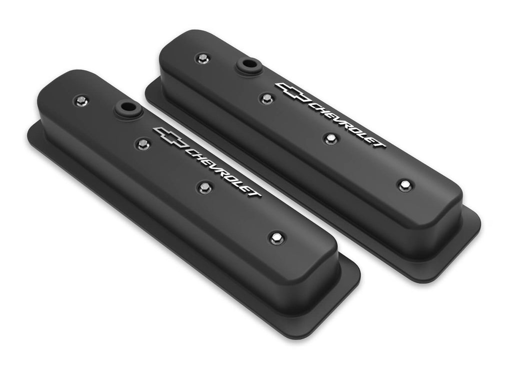 Holley SBC Muscle Car Valve Covers w/Holes Black