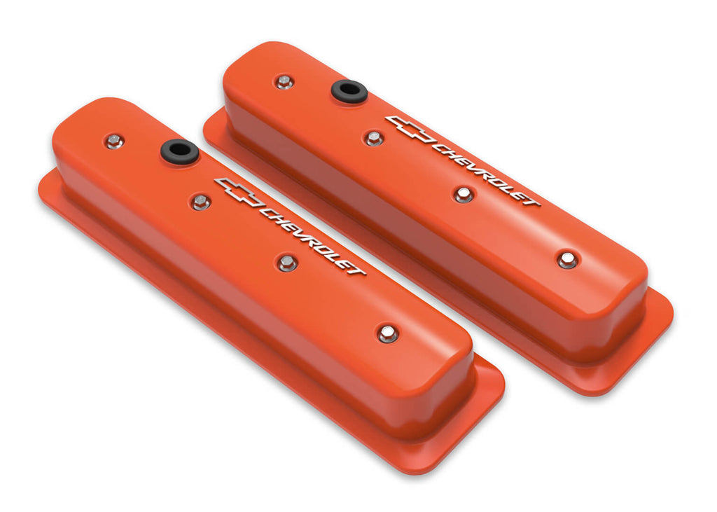 Holley SBC Muscle Car Valve Covers w/Holes Orange