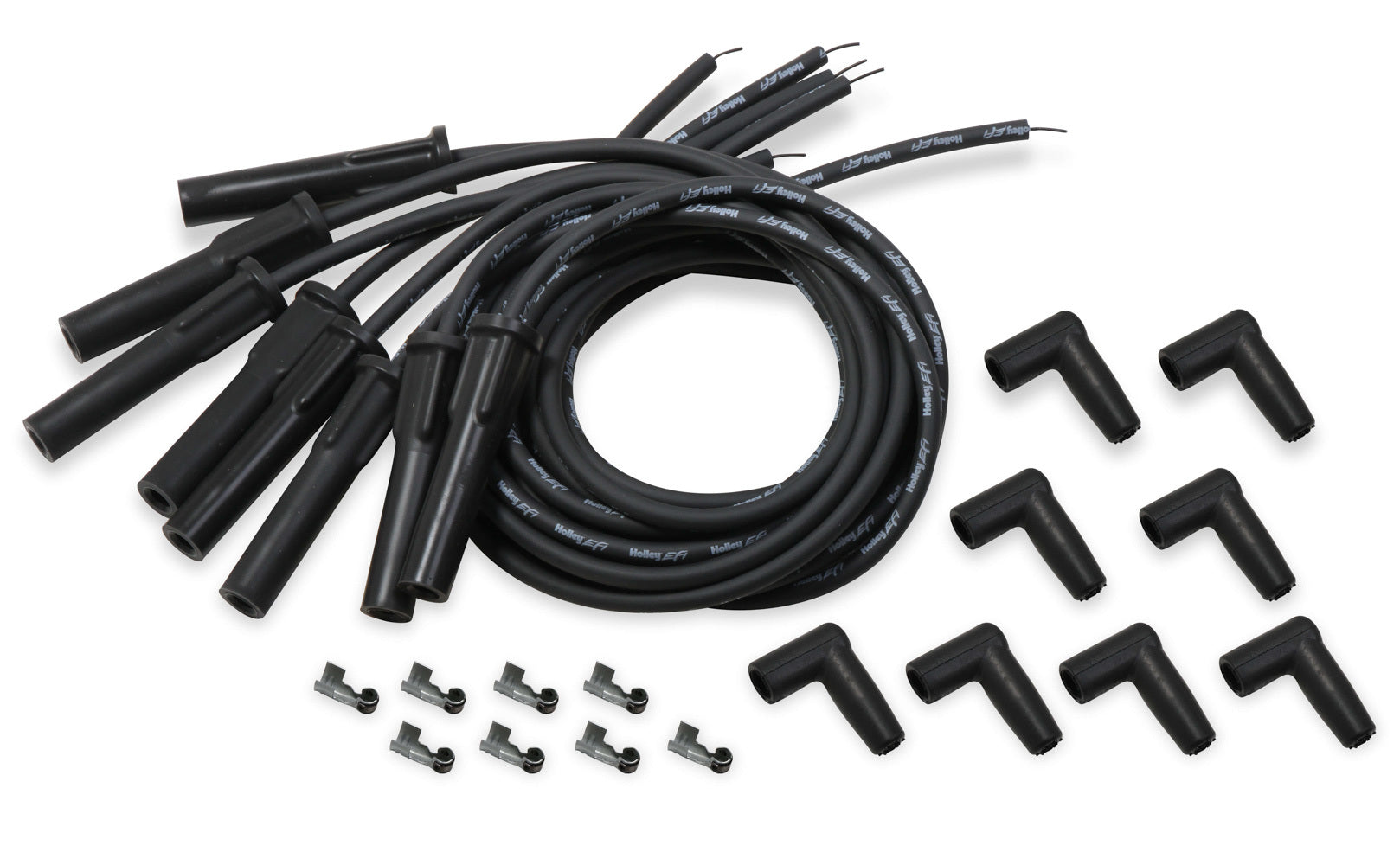 Holley EFI Spark Plug Wire Set Universal GM LS 8.2mm Spiral Core Black — Cut-to-Fit V8 Engines