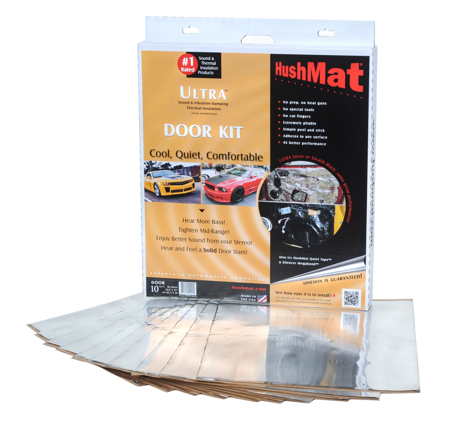 Hushmat Ultra Door Kit- 10 pc 12in.x12in. Silver