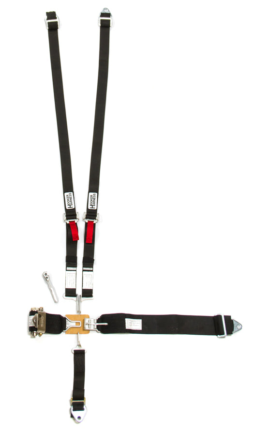 Hooker Harness 5-Pt Harness System Hans LL USD Ratchet Adj Black