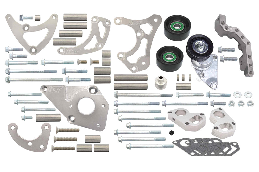 Kit de soporte de reubicación de dirección asistida/alternador Billet ICT