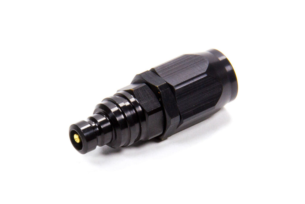 Q/R #6 Str Hose End Plug Valved Black