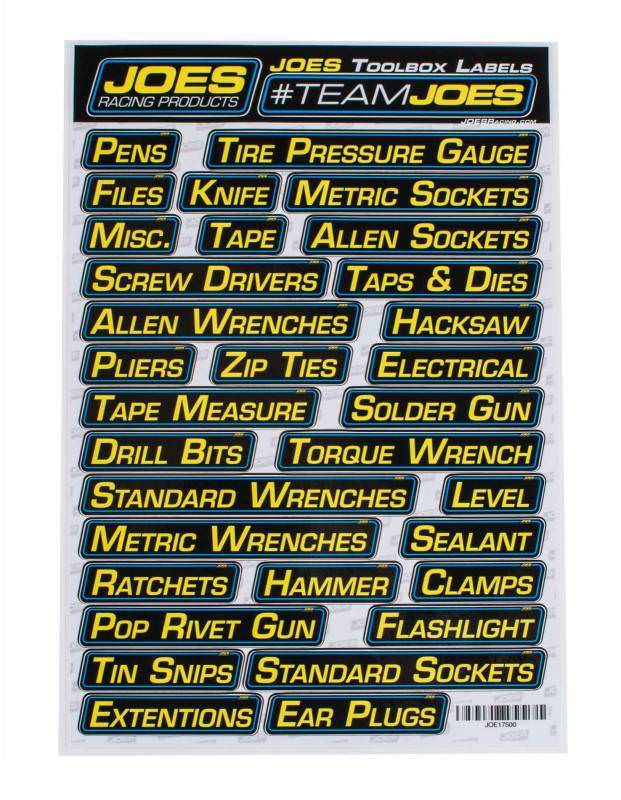 JOES Racing Products Labels Toolbox