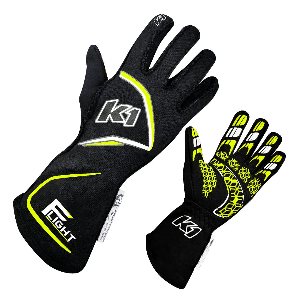 K1 RaceGear Gloves Flight Large Black-Flo Yellow
