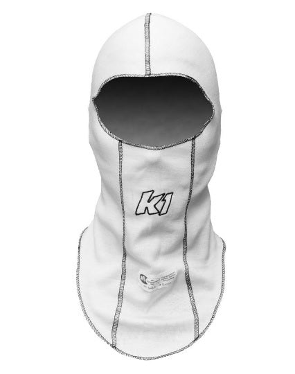 K1 RaceGear Balaclava Head Sock White Single Layer