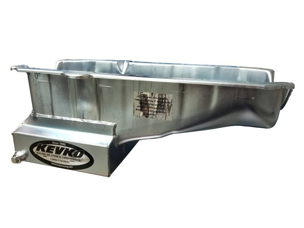 Kevko Racing Oil Pans and Components SBC Oil Pan 6qt Street/ Strip RH Dipstick 80-85