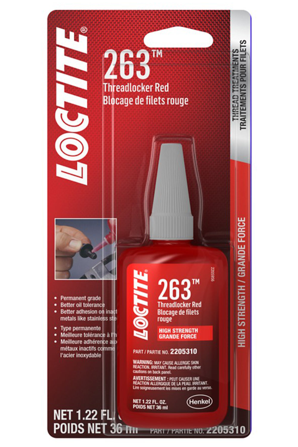 Loctite 263 Threadlocker Red  Su rface Insensitive 36ml