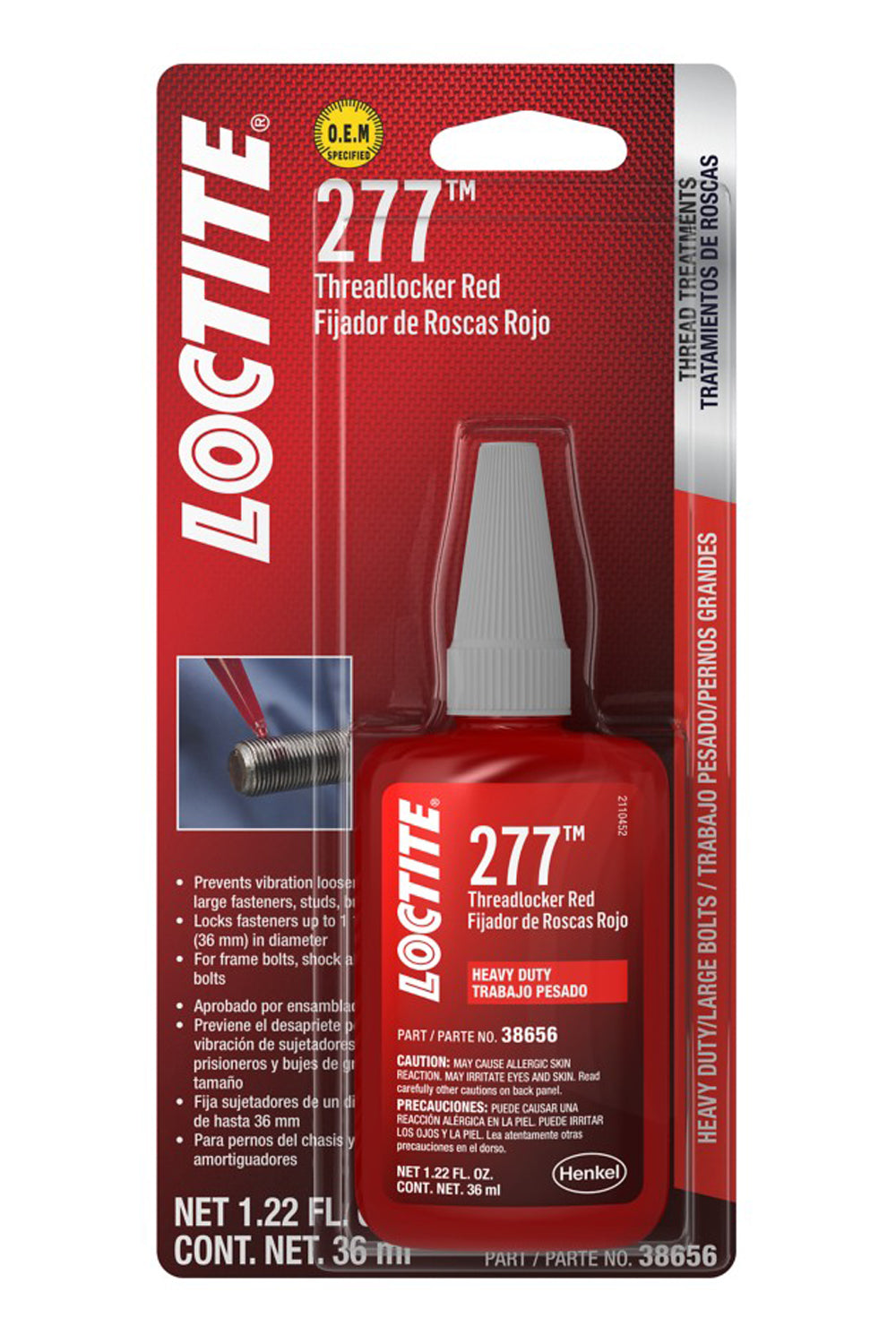 Loctite Threadlocker 277 HD Red Big Bolts 36ml/1.22oz