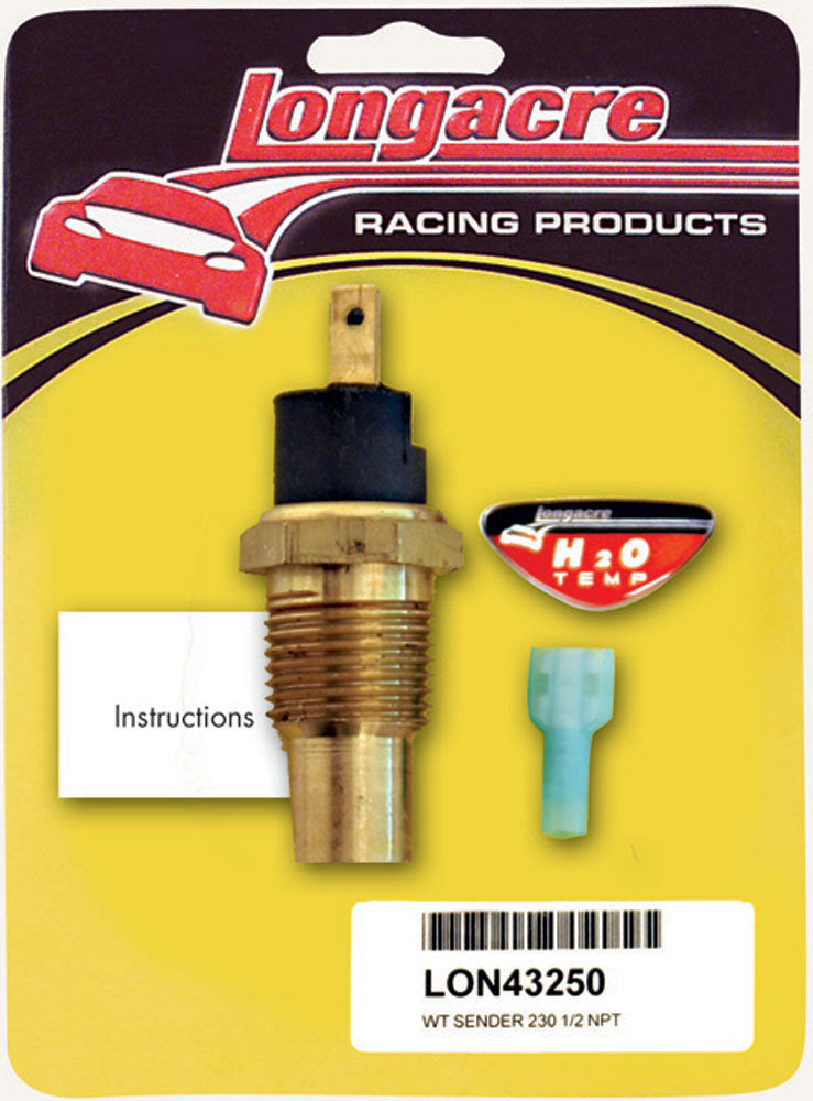 Longacre Water Temp Sender 1/2in. NPT 230 Deg