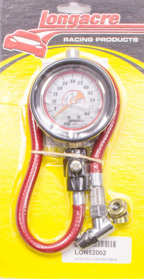 Longacre Tire Gauge 0-60PSI 2.5in GID Liquid Filled