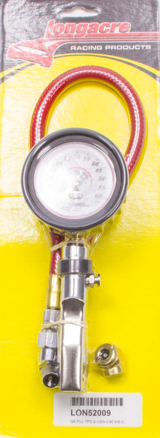 Longacre Tire Gauge 0-60PSI 2.5in GID Quick Fill Deluxe