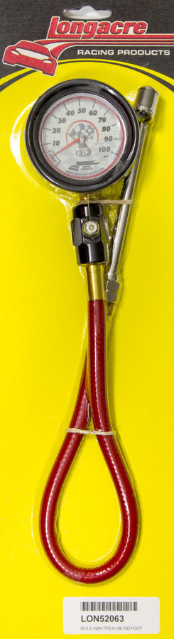 Longacre Tire Gauge 0-100PSI 2.5 in GID Deluxe Foot Valve