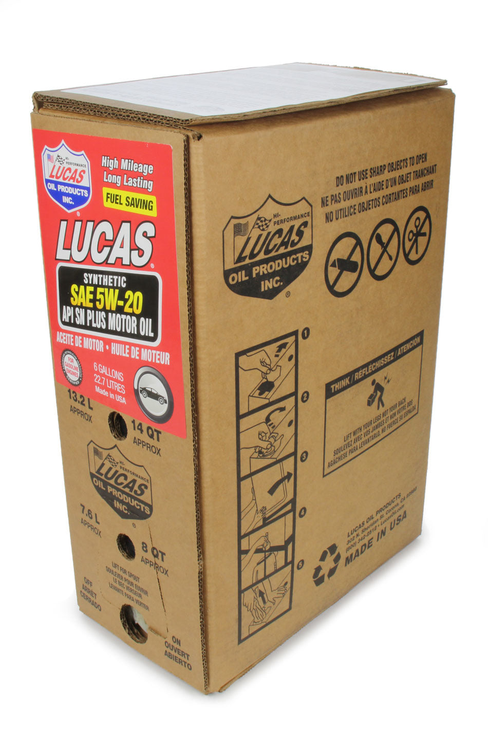 Lucas Oil Products Synthetic SAE 5W20 Oil 6 Gallon Bag In Box