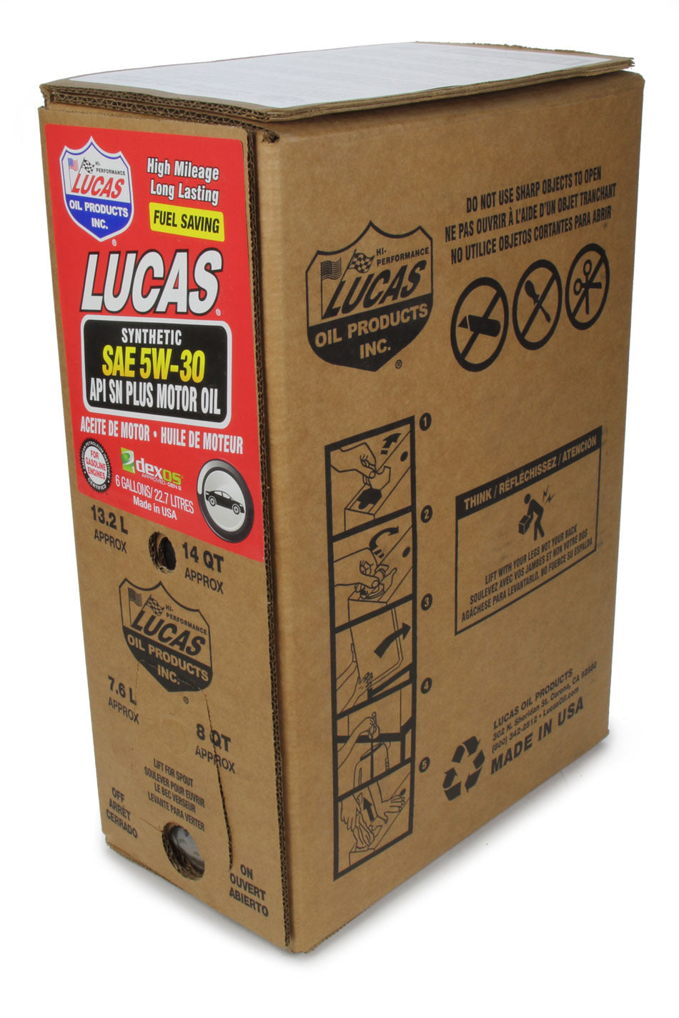 Lucas Oil Products Synthetic SAE 5W30 Oil 6 Gallon Bag In Box Dexos